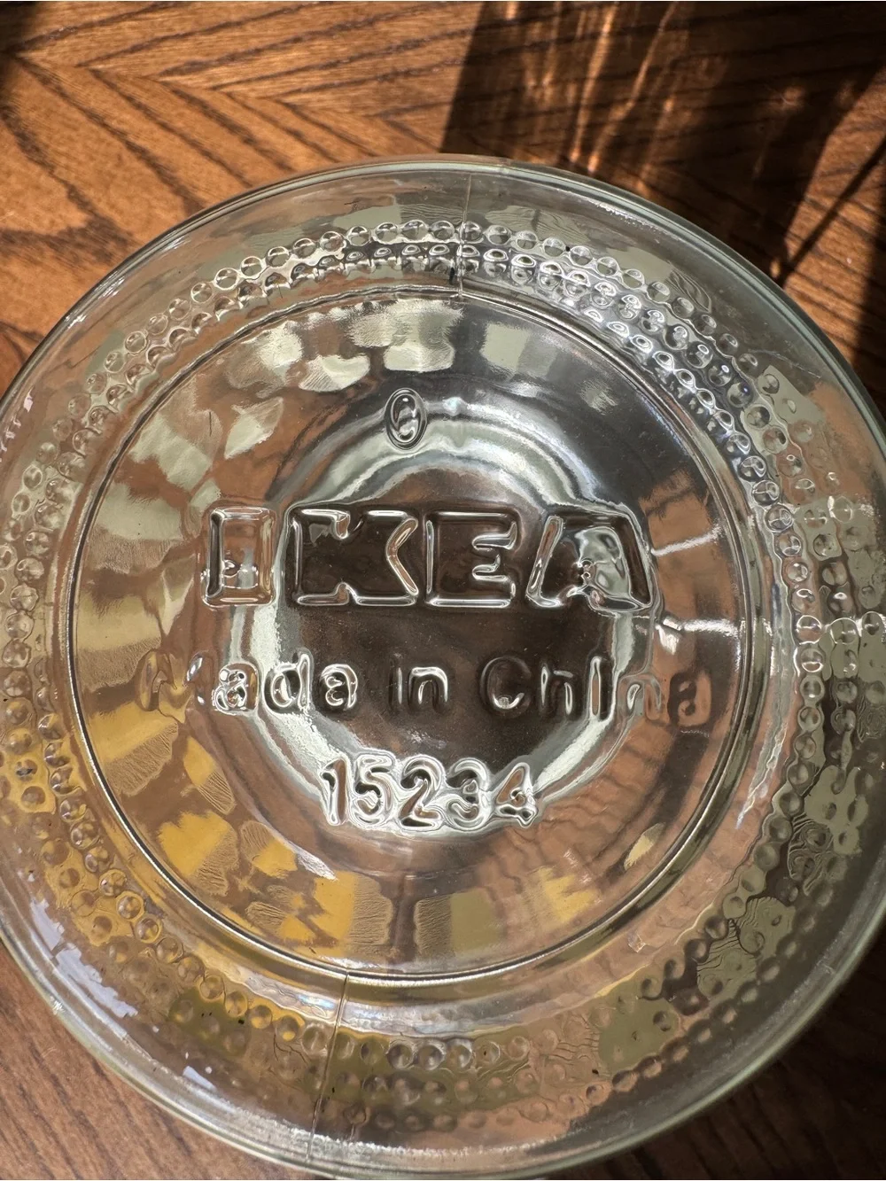 IKEA Glass Airtight Canister with Cream Leaf Pattern and Clear Glass